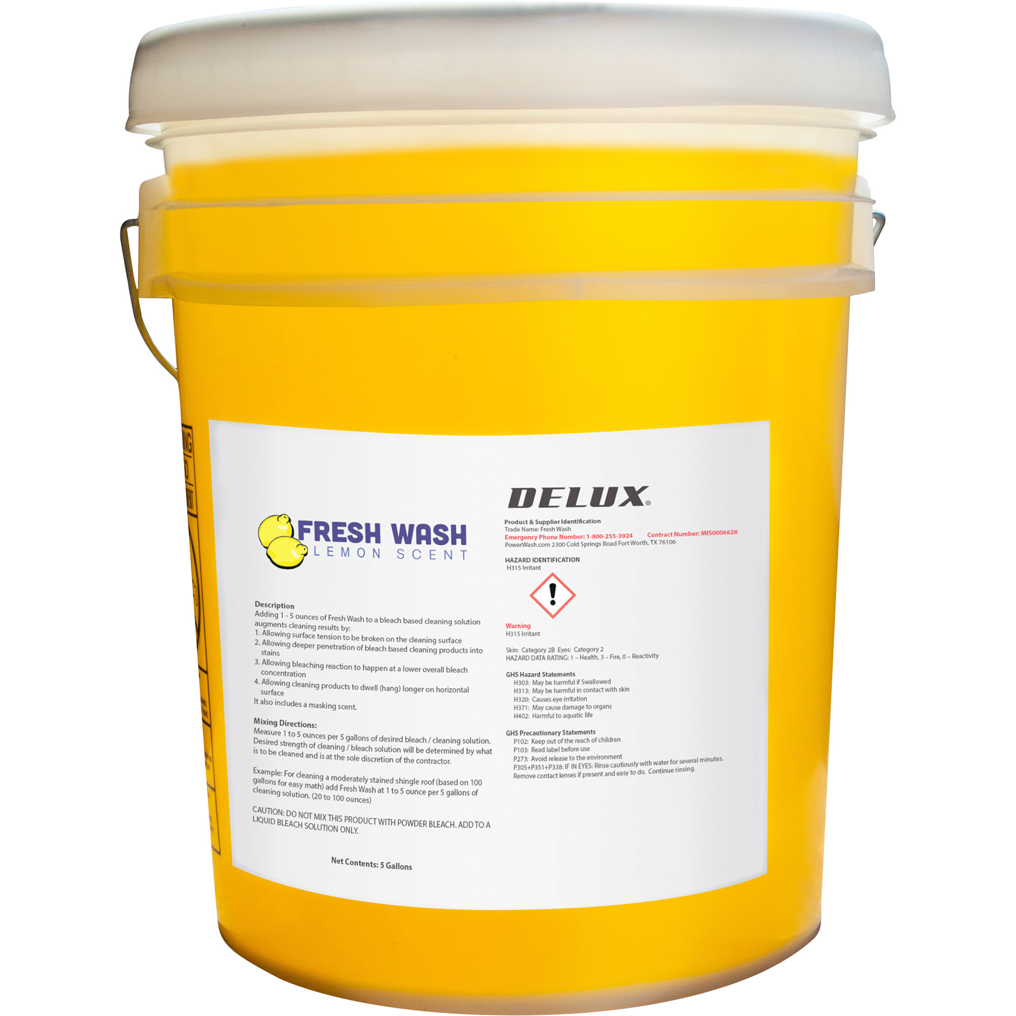 Fresh Wash Additive, 5 Gallons, Lemon Scent, Model# FW-5-Lemon